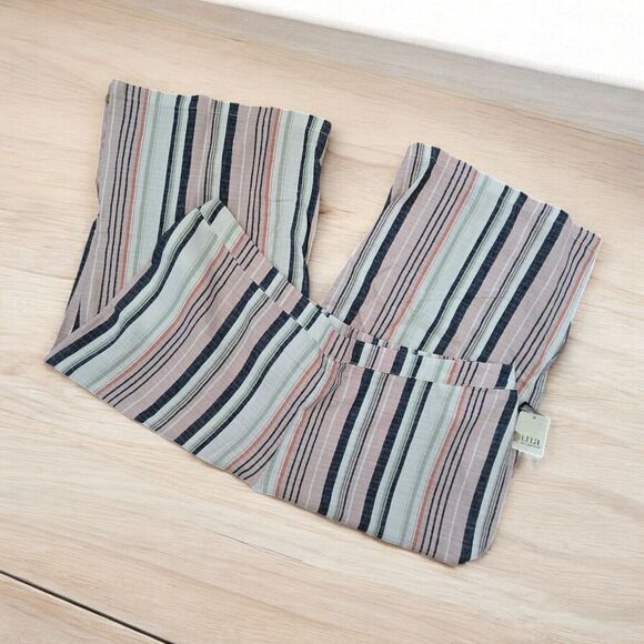 NWT A.N.A. Multi Striped Linen-Blend Wide-Leg Crop Casual Pants Women's Size 5X - Picture 1 of 9